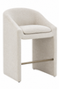 Kagan Chenille Counter Stool with light upholstery and metal footrest on a white background